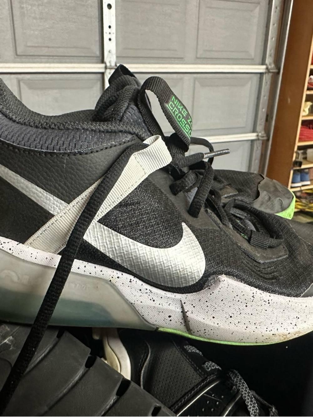 Nike Kids Black and White Sneakers with Green Accents